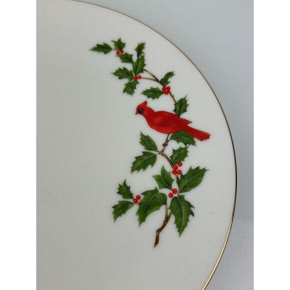 Lefton China Vintage Cardinal Bird Holly Ivy Christmas Holiday Plate Japan 1984 - Picture 6 of 14